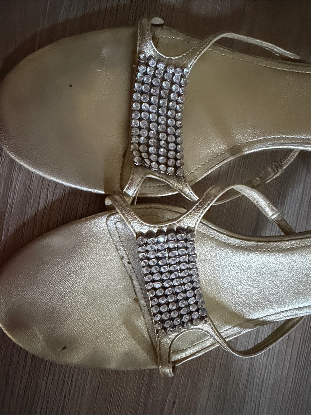 Pelle Moda Gold Rhinestone-Accented Women’s Sandals